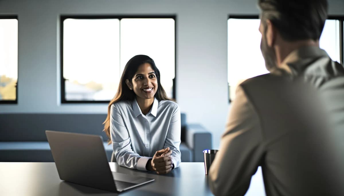 Cybersecurity professional walking a client through their security setup