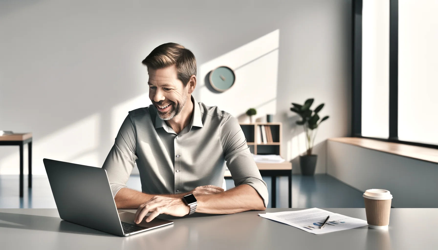 Friendly cybersecurity professional at their desk, ready to help